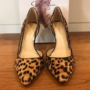 JESSICA SIMPSON Leopard Calf Hair Claudete D’orsay Pump